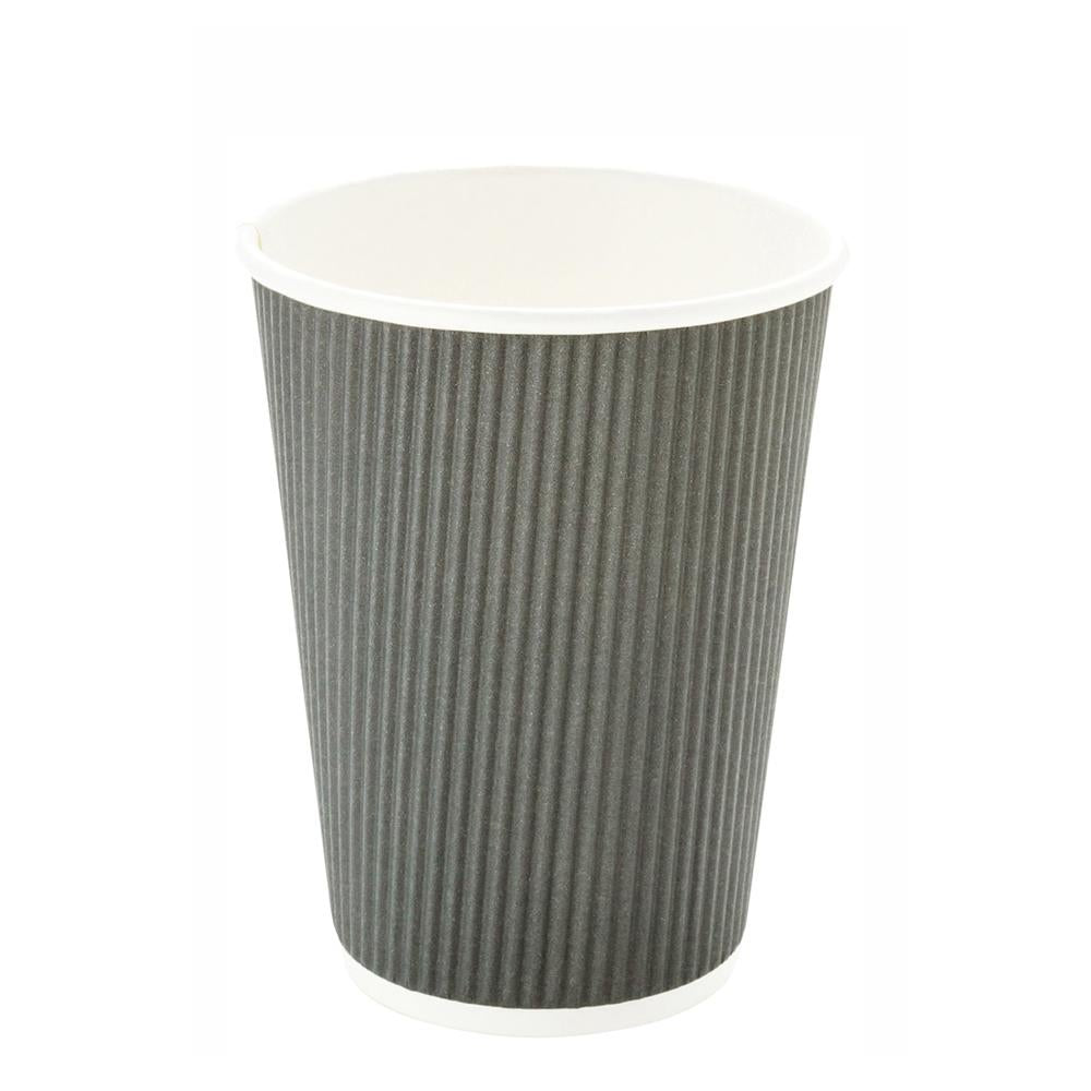 Cups, Hot, 12 Ounce, Paper, Gray, Ripple Wall,1 - 25 COUNT