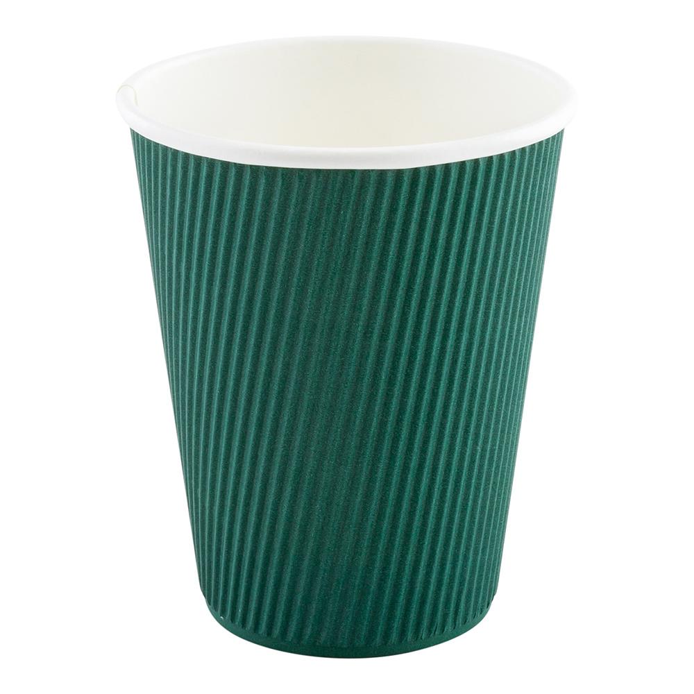 Cups, Hot, 12 Ounce, Paper, Forest Green, Ripple Wall,1 - 25 COUNT
