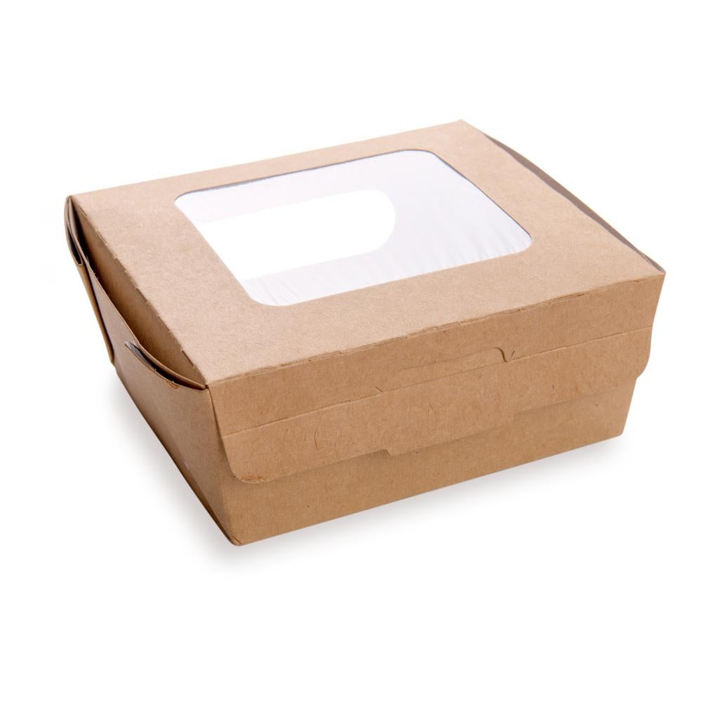 Boxes, Lunch, 41 Ounce, Paper, Kraft, Rectangular, 5.25 x 6 x 2.5 Inch, with Window, Large,1 - 50 COUNT