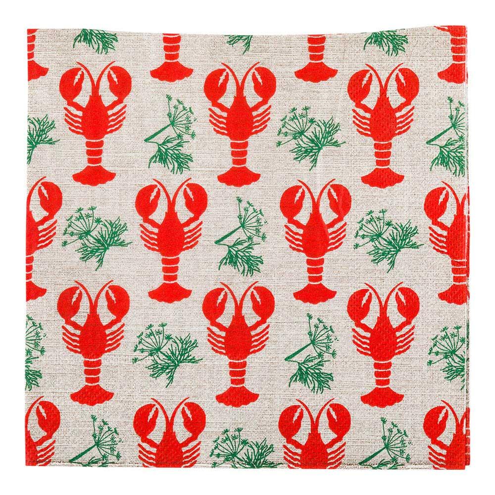 Napkins, Lunch, Gray with Lobster, 13 x 13 Inch,1 - 20 COUNT