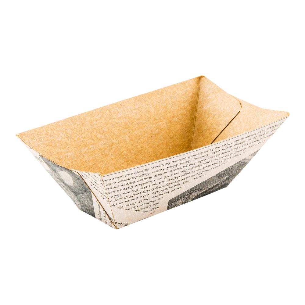 Trays, Food, 2 x 0.75 x 1.25 Inch, Paper, Newsprint, Boat,1 - 50 COUNT