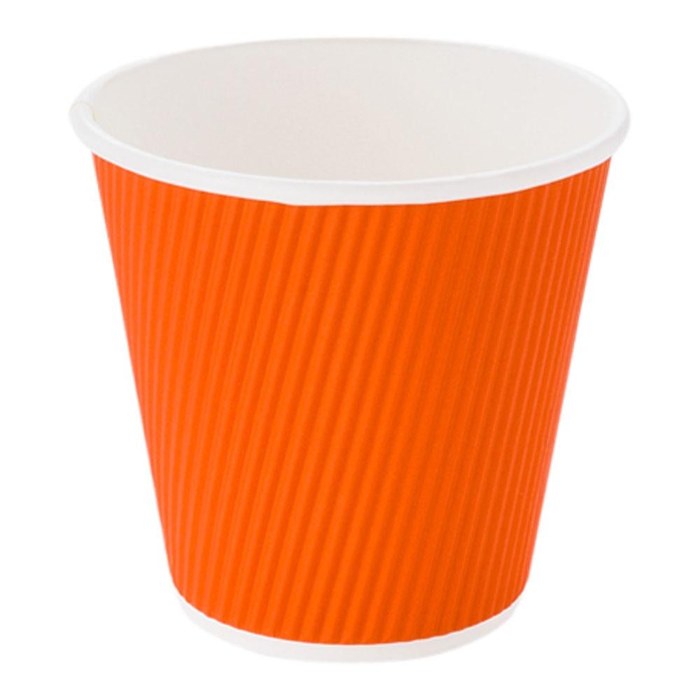 Cups, Hot, 8 Ounce, Paper, Tangerine Orange, Ripple Wall,1 - 25 COUNT