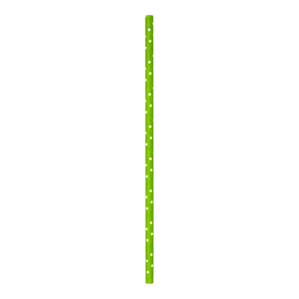 Straws, 7.75 Inch, Paper, Green Polka Dot, Biodegradable,1 - 25 COUNT