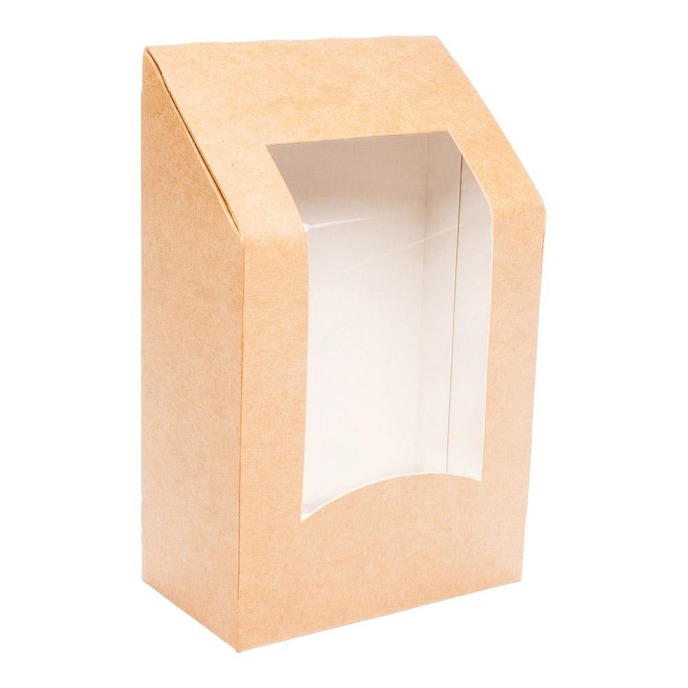 Containers, Sandwich, 6 x 3.75 x 2 Inch, Paper, Brown, Rectangular, with Window,1 - 50 COUNT