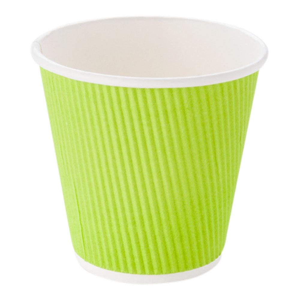Cups, Hot, 8 Ounce, Paper, Green, Ripple Wall,1 - 25 COUNT