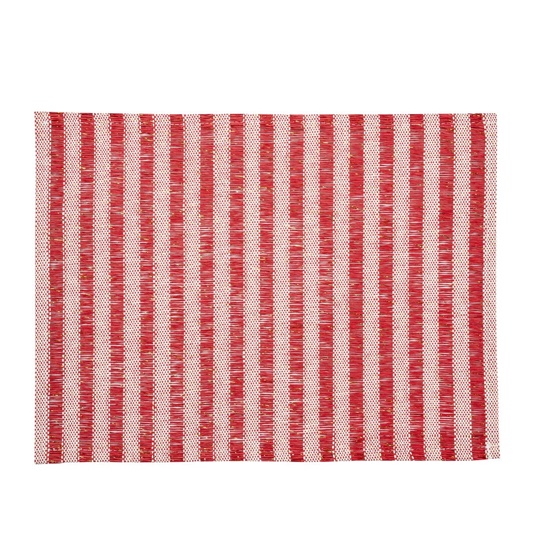 Placemats, 16 x 12 Inch, Vinyl, Red Striped, Rectangular,1 - 6 COUNT