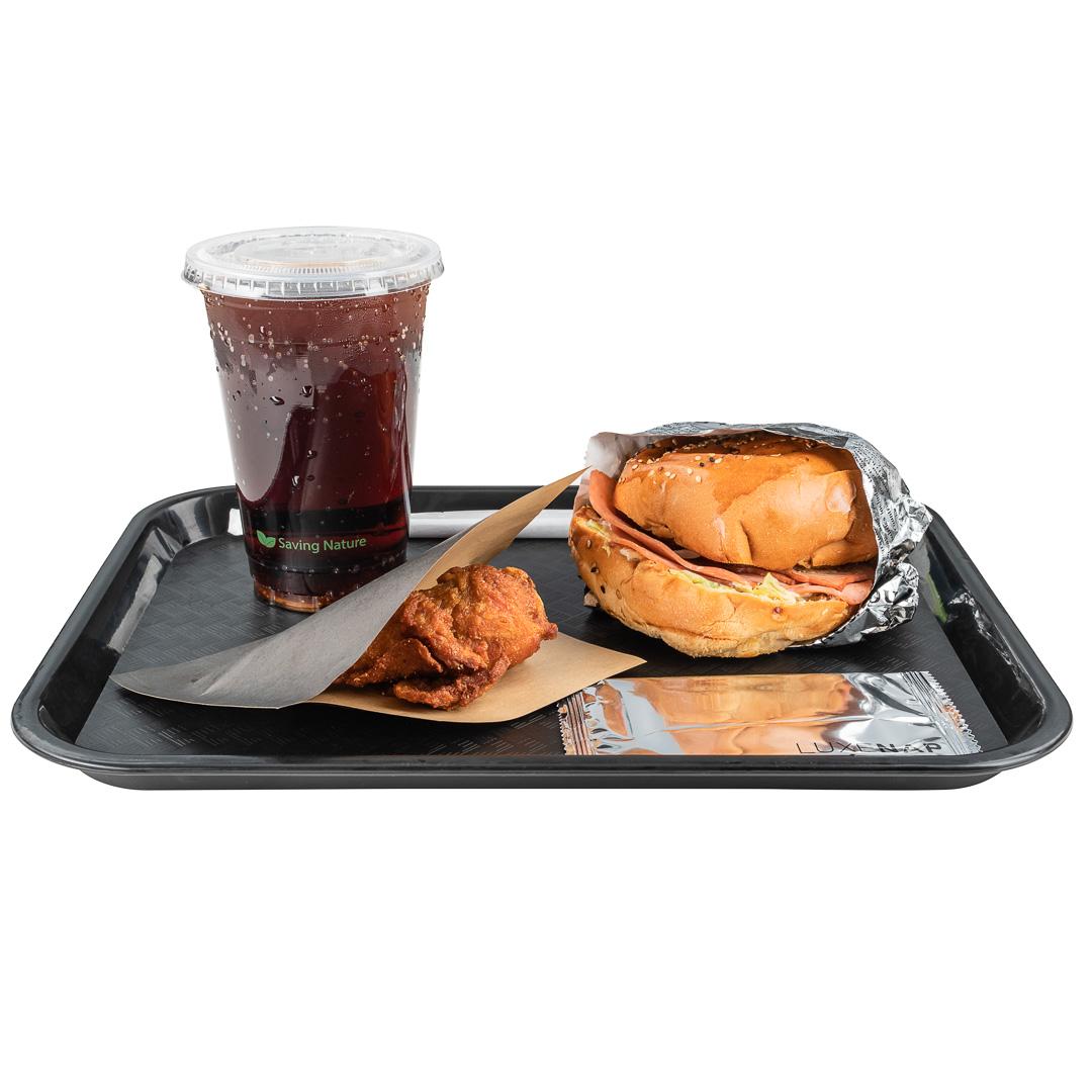 Tray, Fast Food, 10 x 14 Inch, Rectangular, Black, Plastic,1 - 10 COUNT