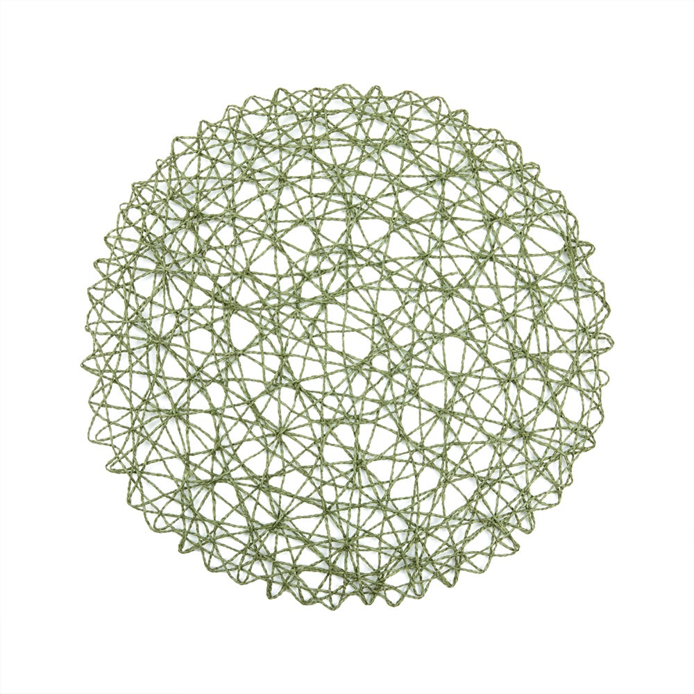 Placemats, 15 Inch, Paper, Green, Round, Spinweave,1 - 6 COUNT