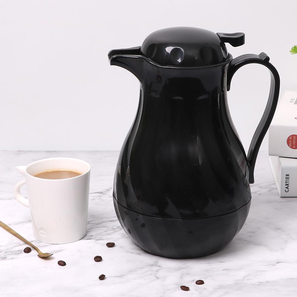 Carafe, Beverage, 42 Ounce, Push-Button Lid, Black, Plastic,1 - 1 EACH