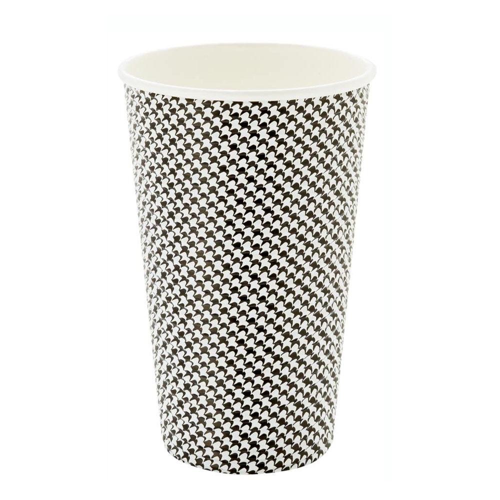 Cups, Hot, 16 Ounce, Paper, Houndstooth Print, Spiral Wall,1 - 25 COUNT