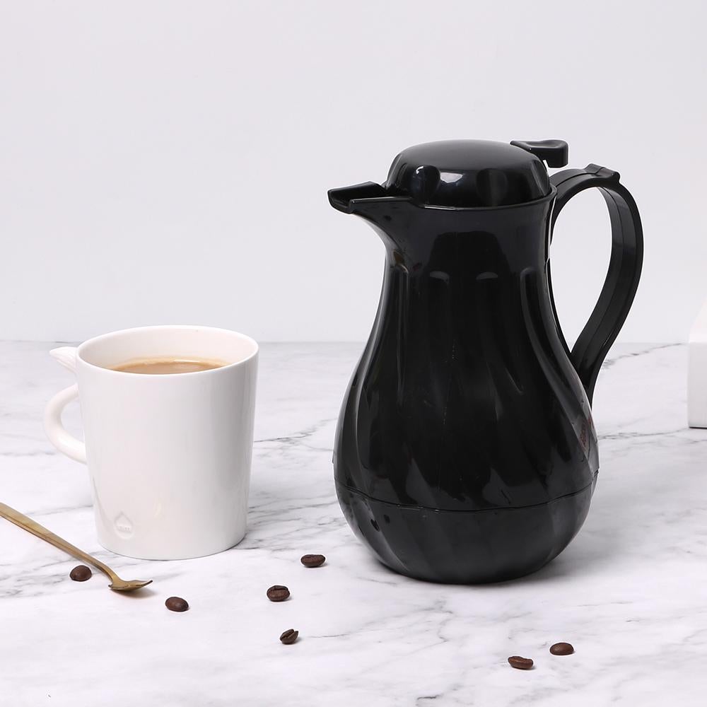 Carafe, Beverage, 20 Ounce, Push-Button Lid, Black, Plastic,1 - 1 EACH