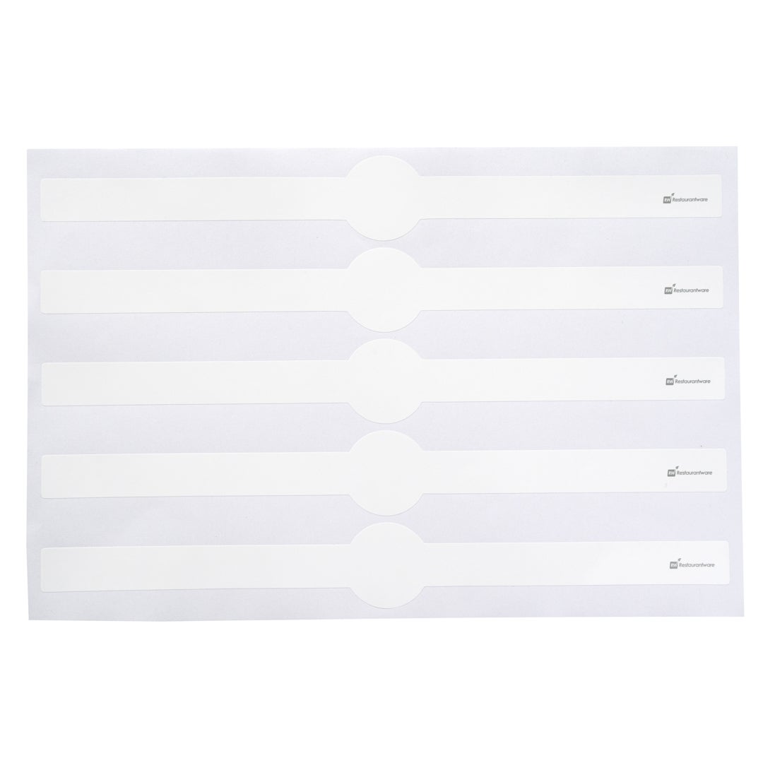Packaging Bands, Take-Out, 12 x 1.5 Inch, Paper, White, with Self-Adhesive Sticker,1 - 100 COUNT