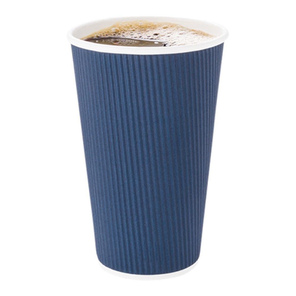Cups, Hot, 20 Ounce, Paper, Midnight Blue, Ripple Wall,1 - 10 COUNT