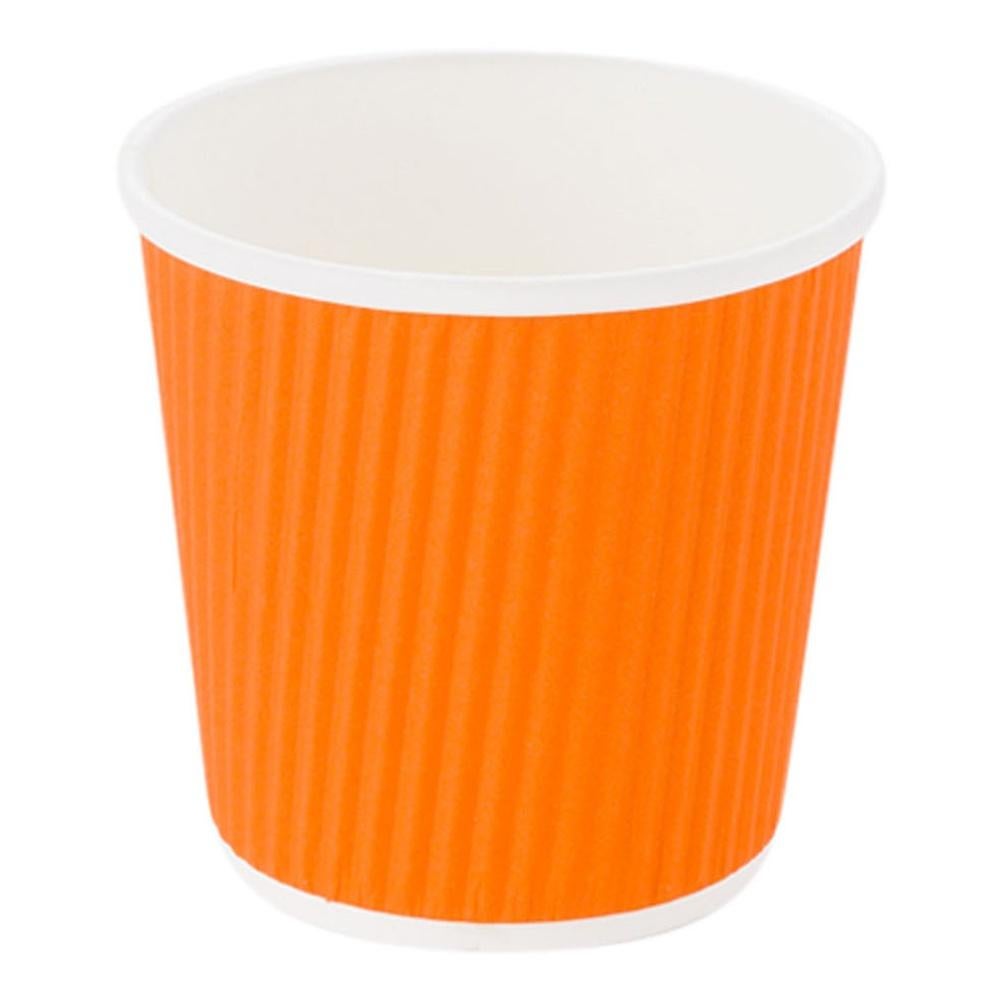 Cups, Hot, 4 Ounce, Paper, Tangerine Orange, Ripple Wall,1 - 25 COUNT