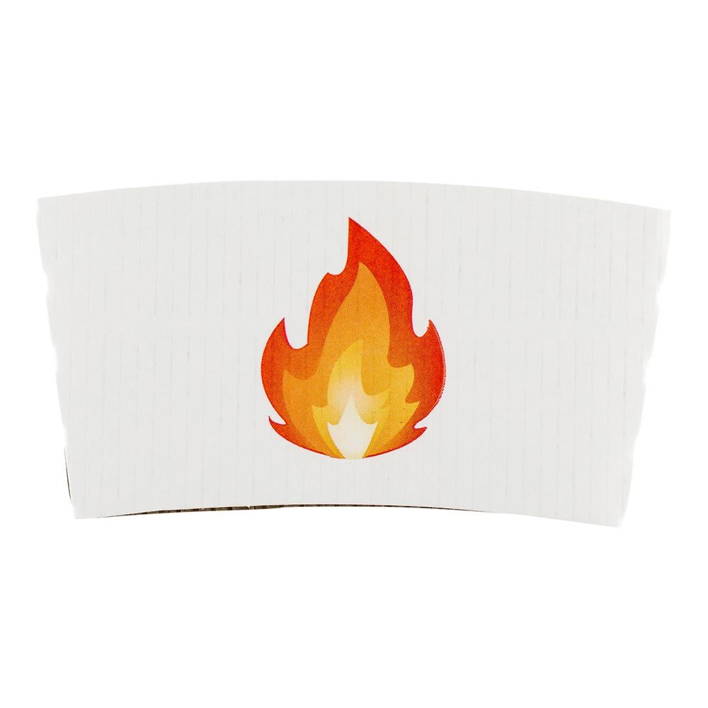 Sleeve, Coffee, Paper, White with Fire Emoji, for 12/16/20 Oz Cups,1 - 50 COUNT