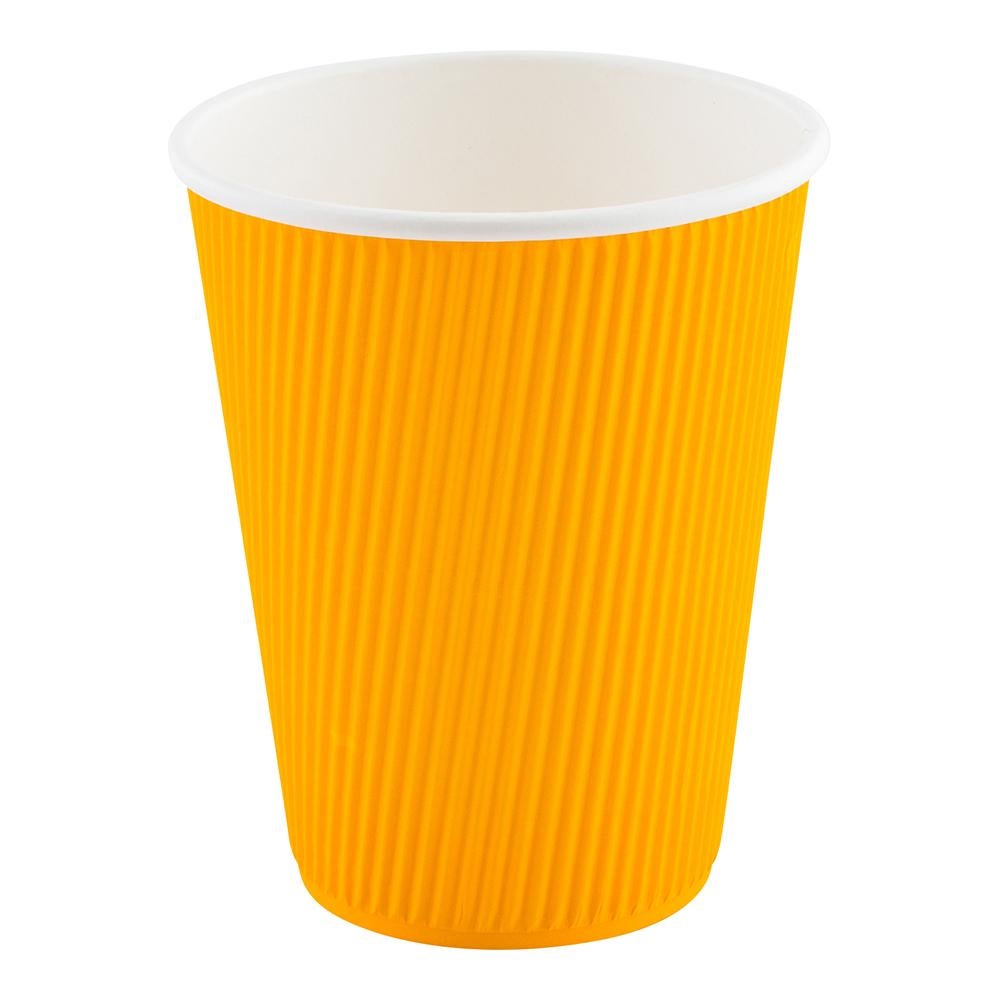Cups, Hot, 12 Ounce, Paper, Yellow, Ripple Wall,1 - 25 COUNT