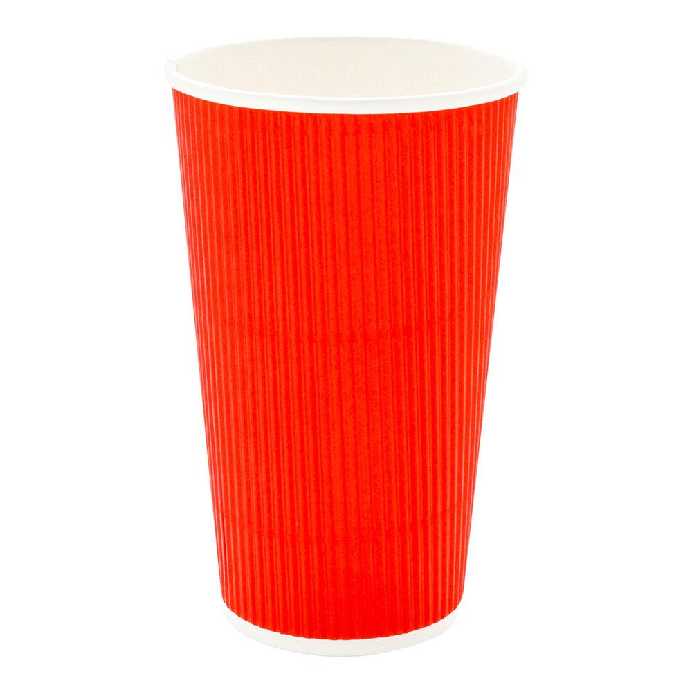 Cups, Hot, 16 Ounce, Paper, Red, Ripple Wall,1 - 25 COUNT