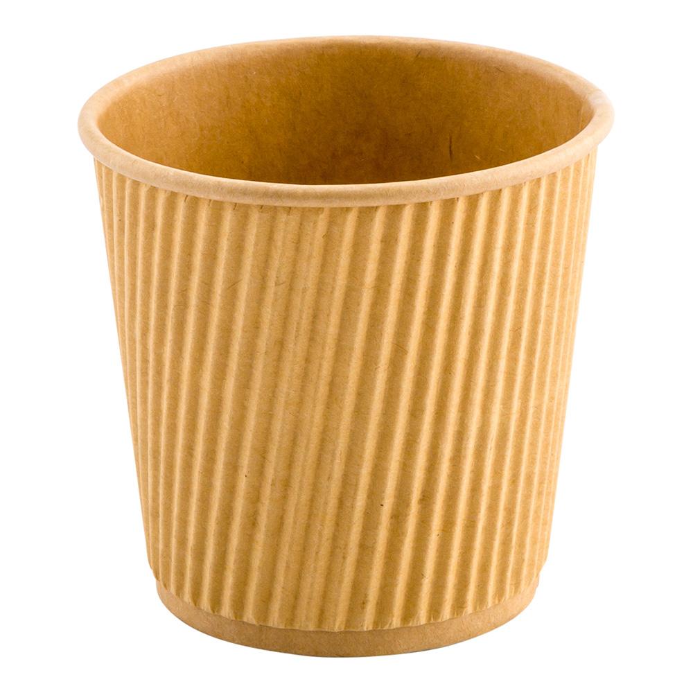 Cups, Hot, 4 Ounce, Paper, Kraft, Ripple Wall,1 - 25 COUNT