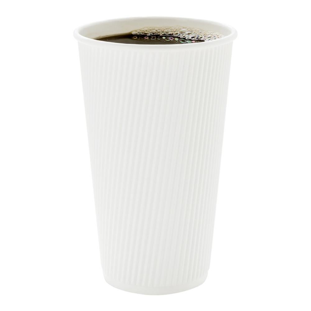 Cups, Hot, 20 Ounce, Paper, White, Ripple Wall,1 - 10 COUNT