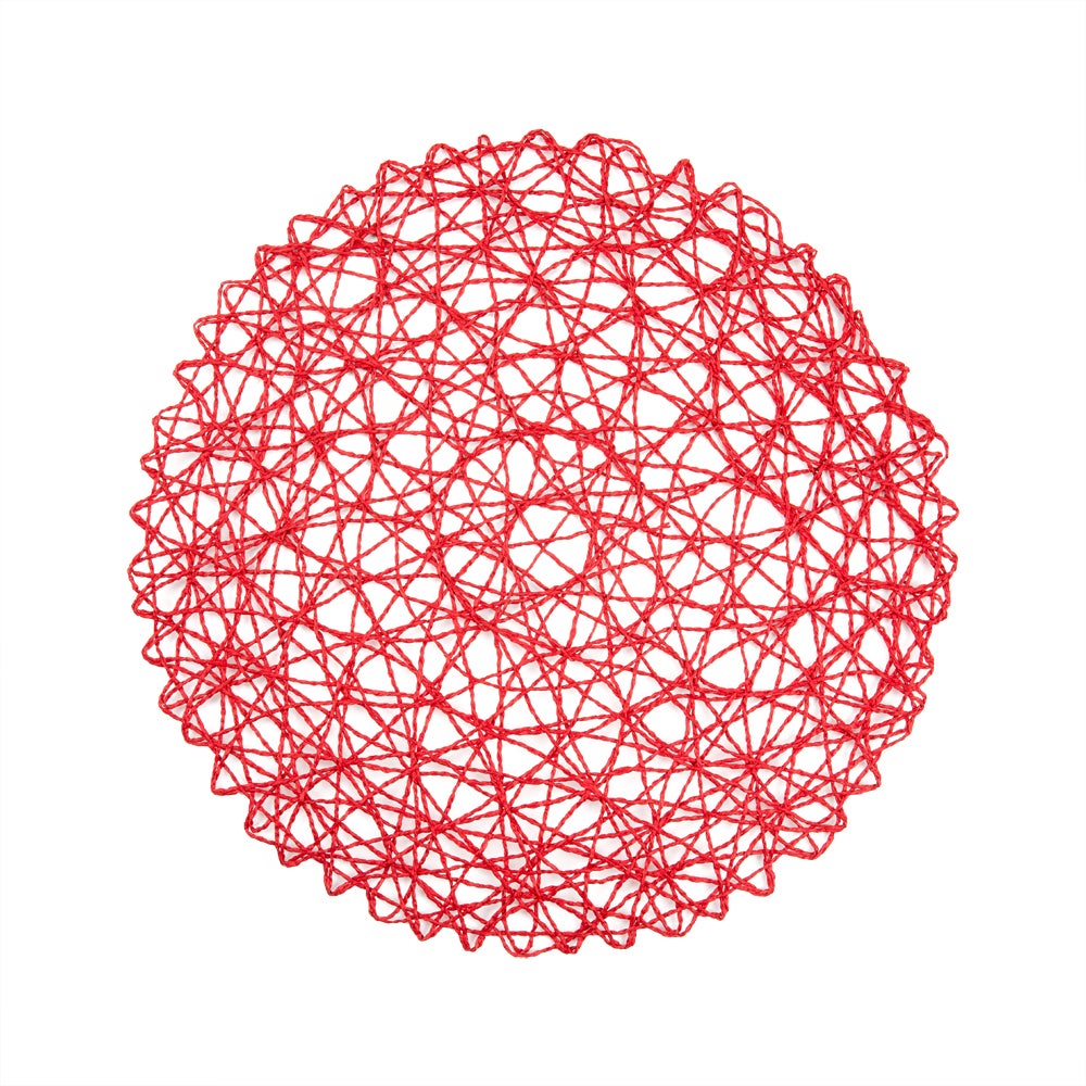 Placemats, 15 Inch, Paper, Red, Round, Spinweave,1 - 6 COUNT