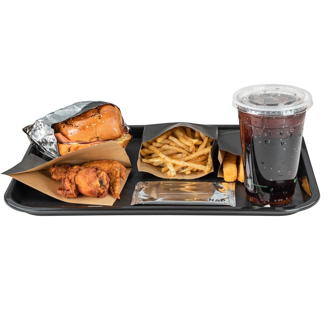 Tray, Fast Food, 12 x 16 Inch, Rectangular, Black, Plastic,1 - 10 COUNT
