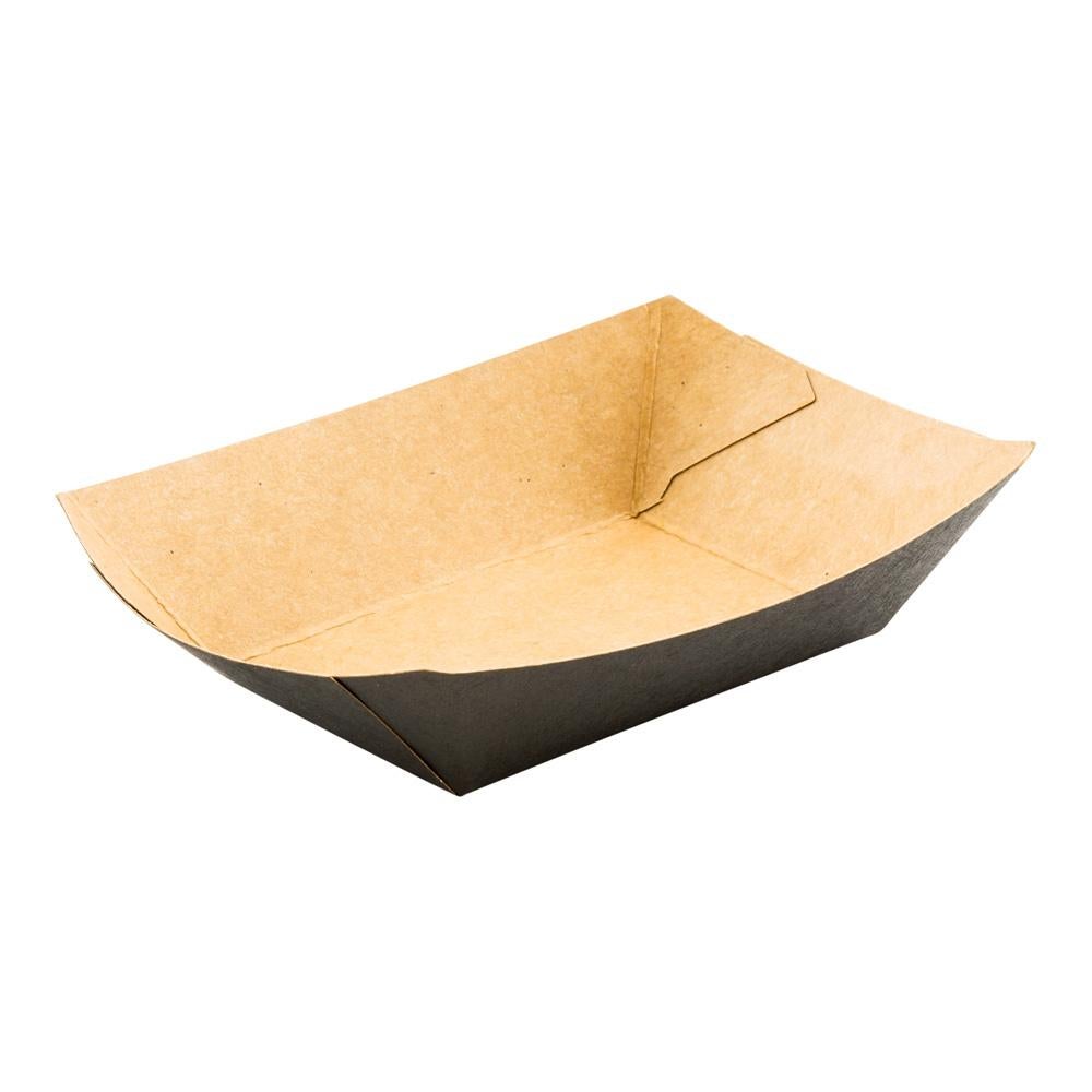 Trays, Food, 3 x 2 x 1 Inch, Paper, Black, Boat,1 - 50 COUNT
