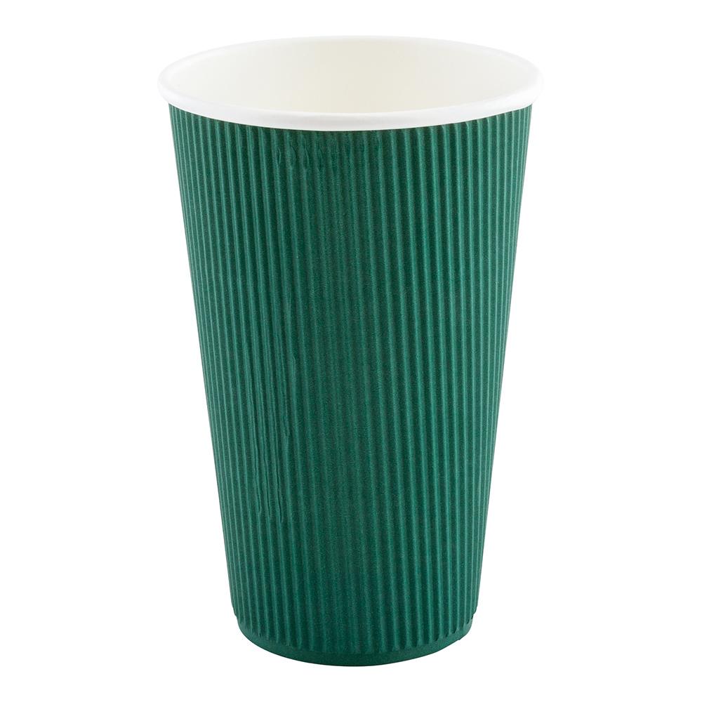 Cups, Hot, 16 Ounce, Paper, Forest Green, Ripple Wall,1 - 25 COUNT