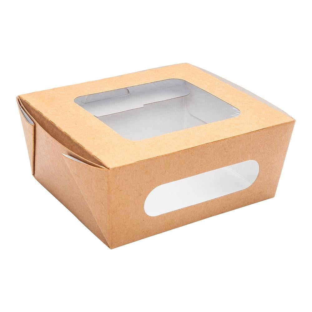 Boxes, Lunch, 28 Ounce, Paper, Kraft, Rectangular, 6.25 x 4.75 x 2 Inch, with Window, Small,1 - 50 COUNT