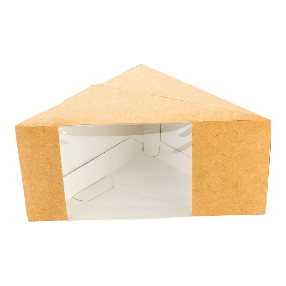 Containers, Sandwich, 4.75 x 4.75 x 3.25 Inch, Paper, Brown, Triangular, with Window,1 - 25 COUNT
