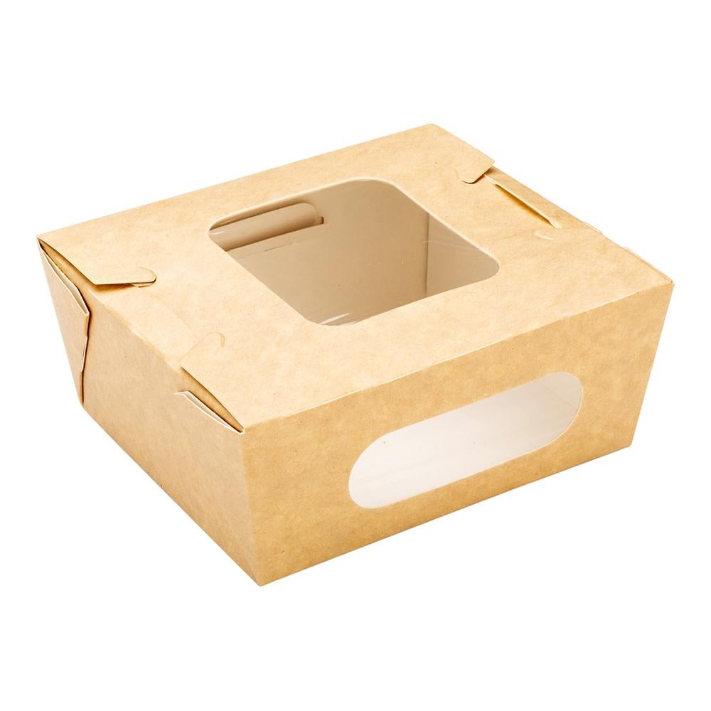 Boxes, Lunch, 12 Ounce, Paper, Kraft, Rectangular, 4.25 x 3.75 x 1.75 Inch, with Window, Mini,1 - 50 COUNT