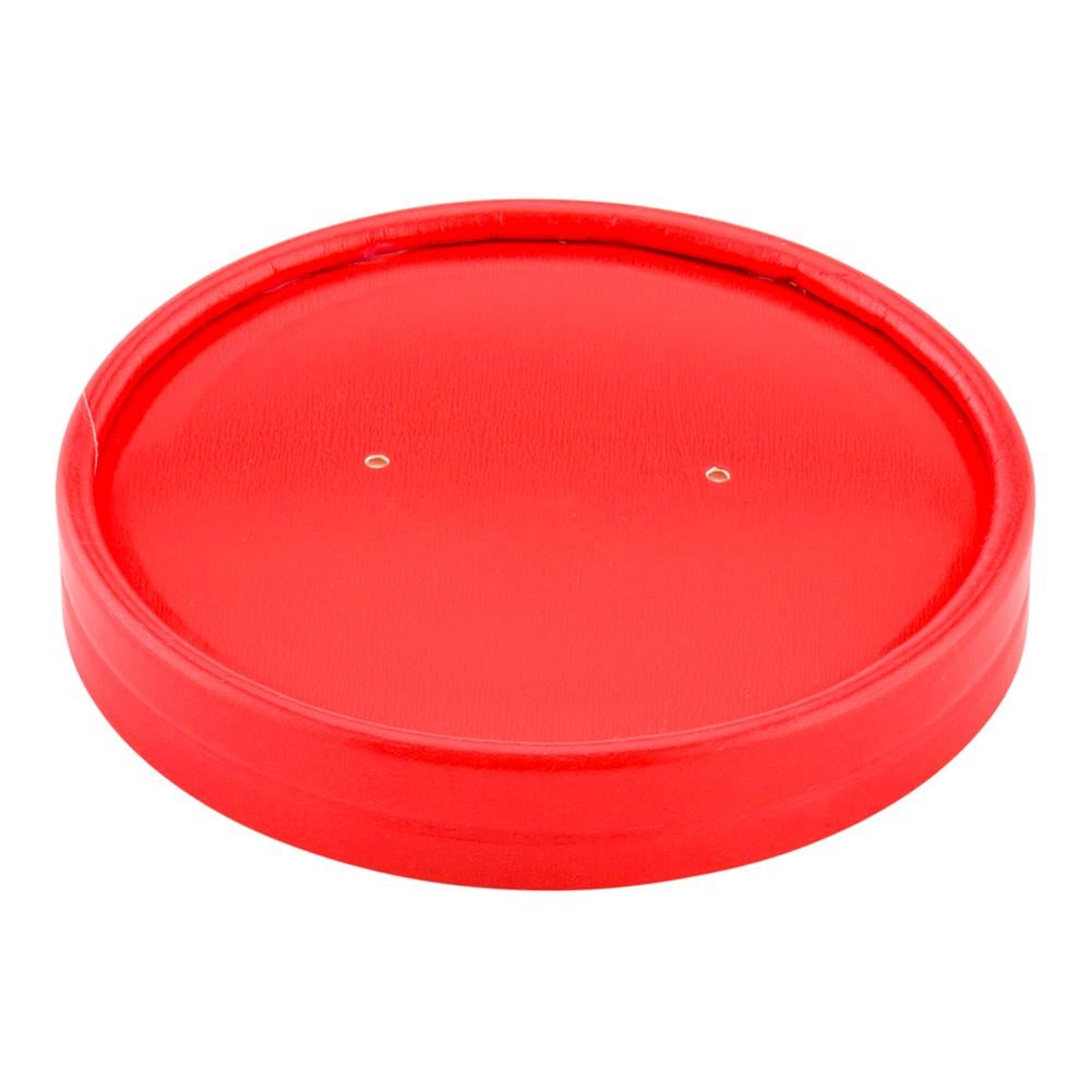 Lids, Bio Tek, Paper, Red, fits 12 Ounce Soup Containers,1 - 25 COUNT