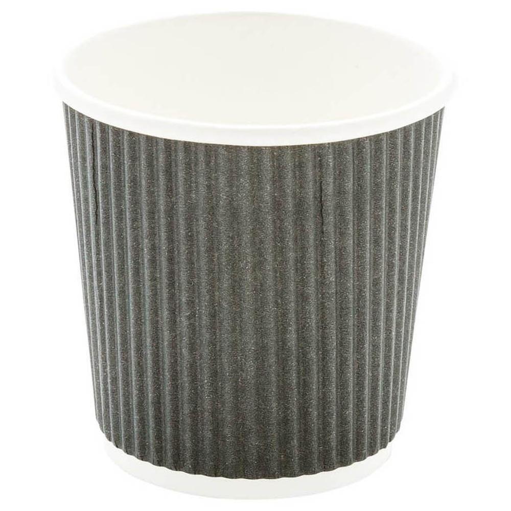 Cups, Hot, 4 Ounce, Paper, Gray, Ripple Wall,1 - 25 COUNT