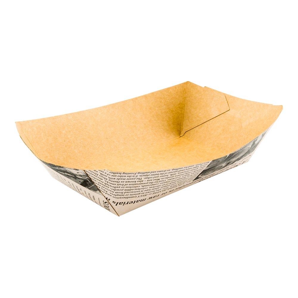 Trays, Food, 6.50 x 3.75 x 2.25 Inch, Paper, Newsprint, Boat,1 - 50 COUNT