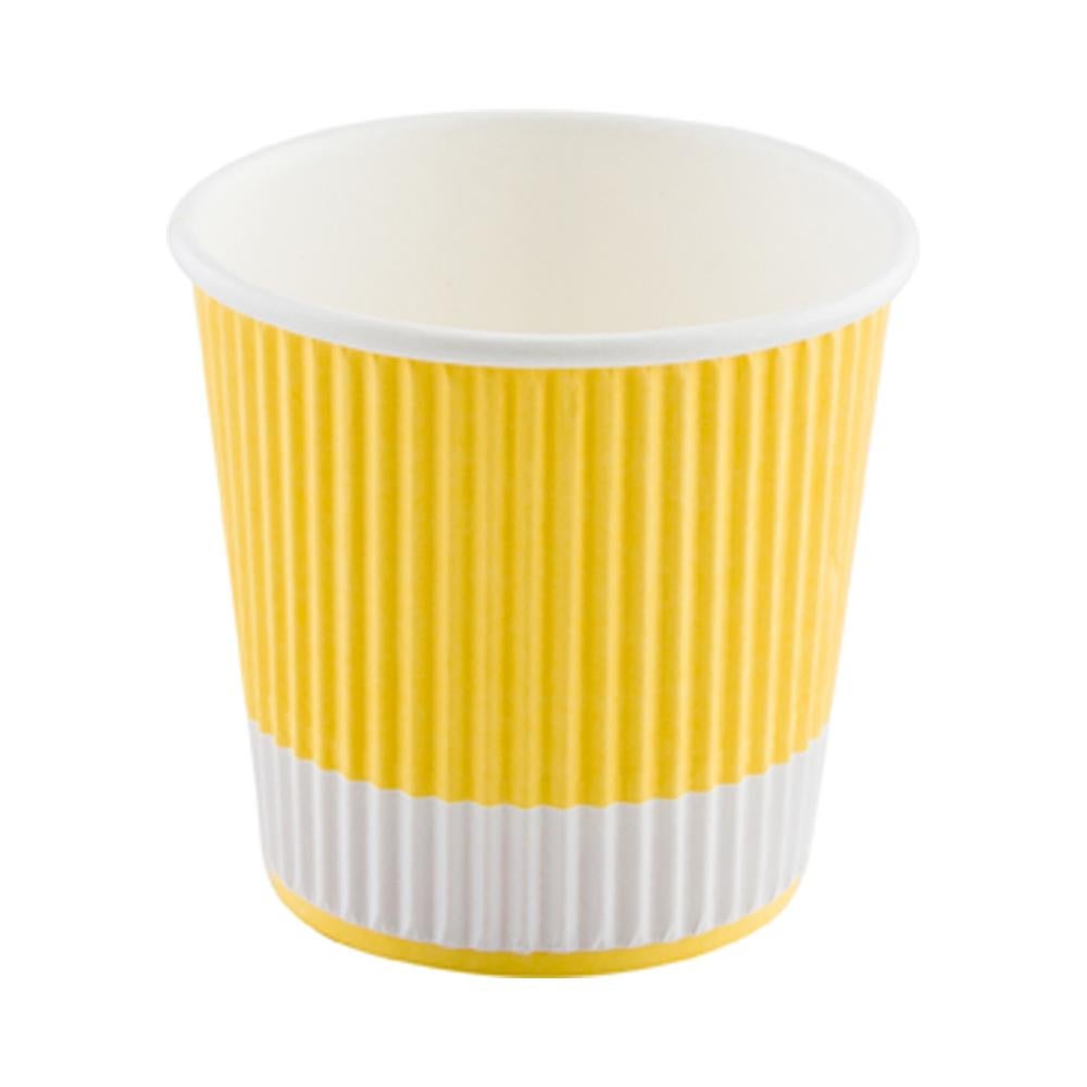 Cups, Hot, 4 Ounce, Paper, Light Yellow, Ripple Wall,1 - 25 COUNT