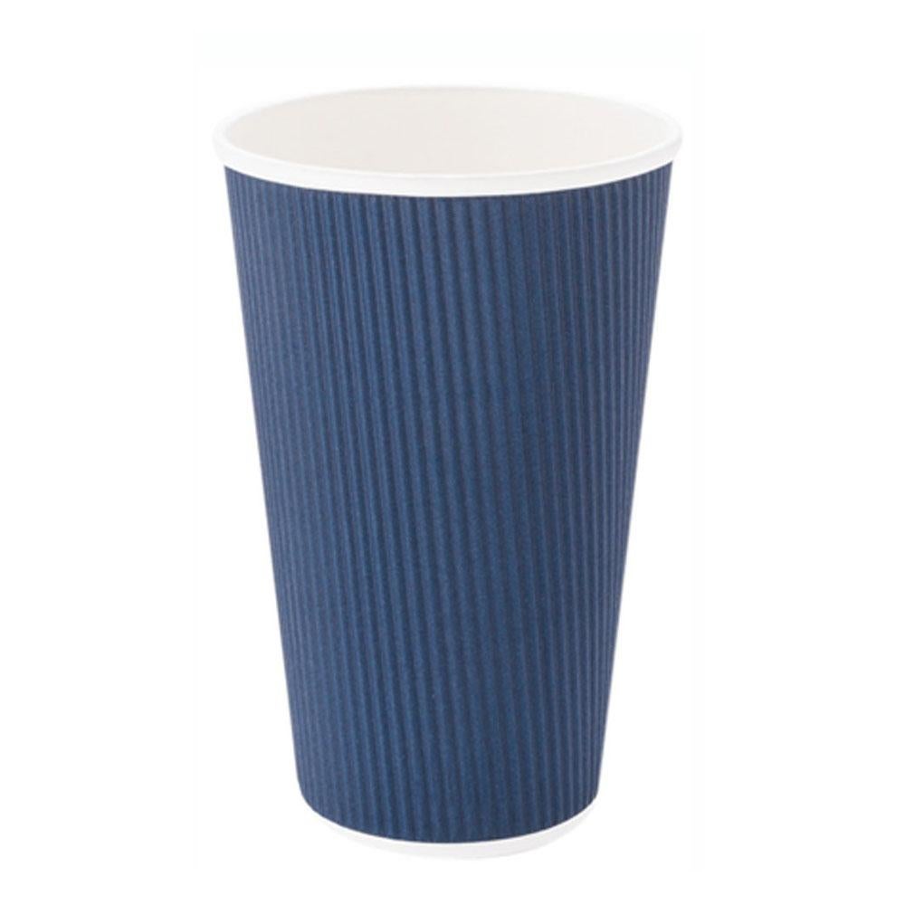 Cups, Hot, 16 Ounce, Paper, Midnight Blue, Ripple Wall,1 - 25 COUNT