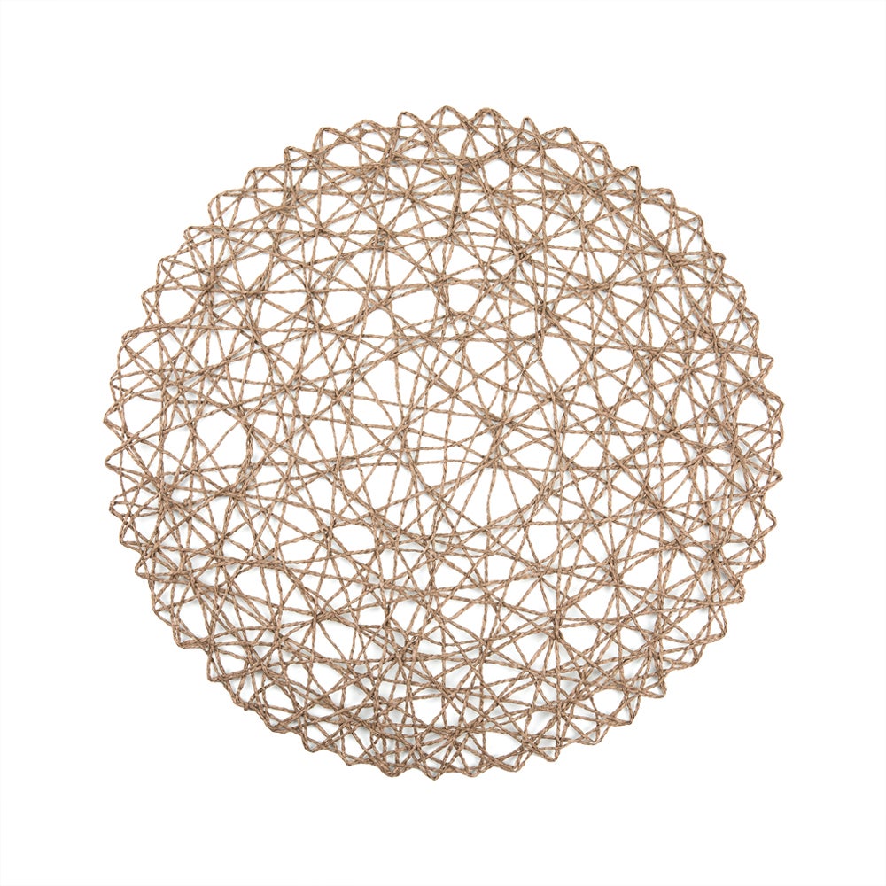 Placemats, 15 Inch, Paper, Gray, Round, Spinweave,1 - 6 COUNT