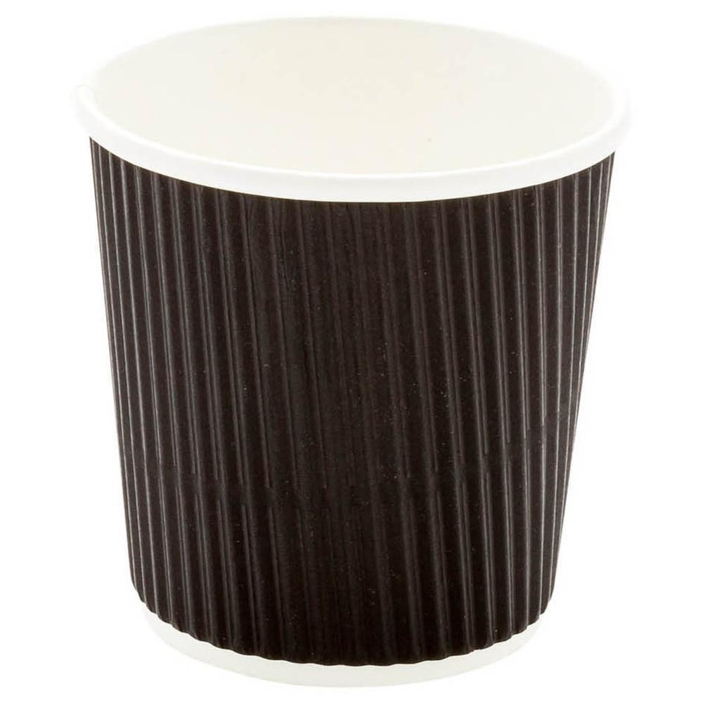 Cups, Hot, 4 Ounce, Paper, Black, Ripple Wall,1 - 25 COUNT