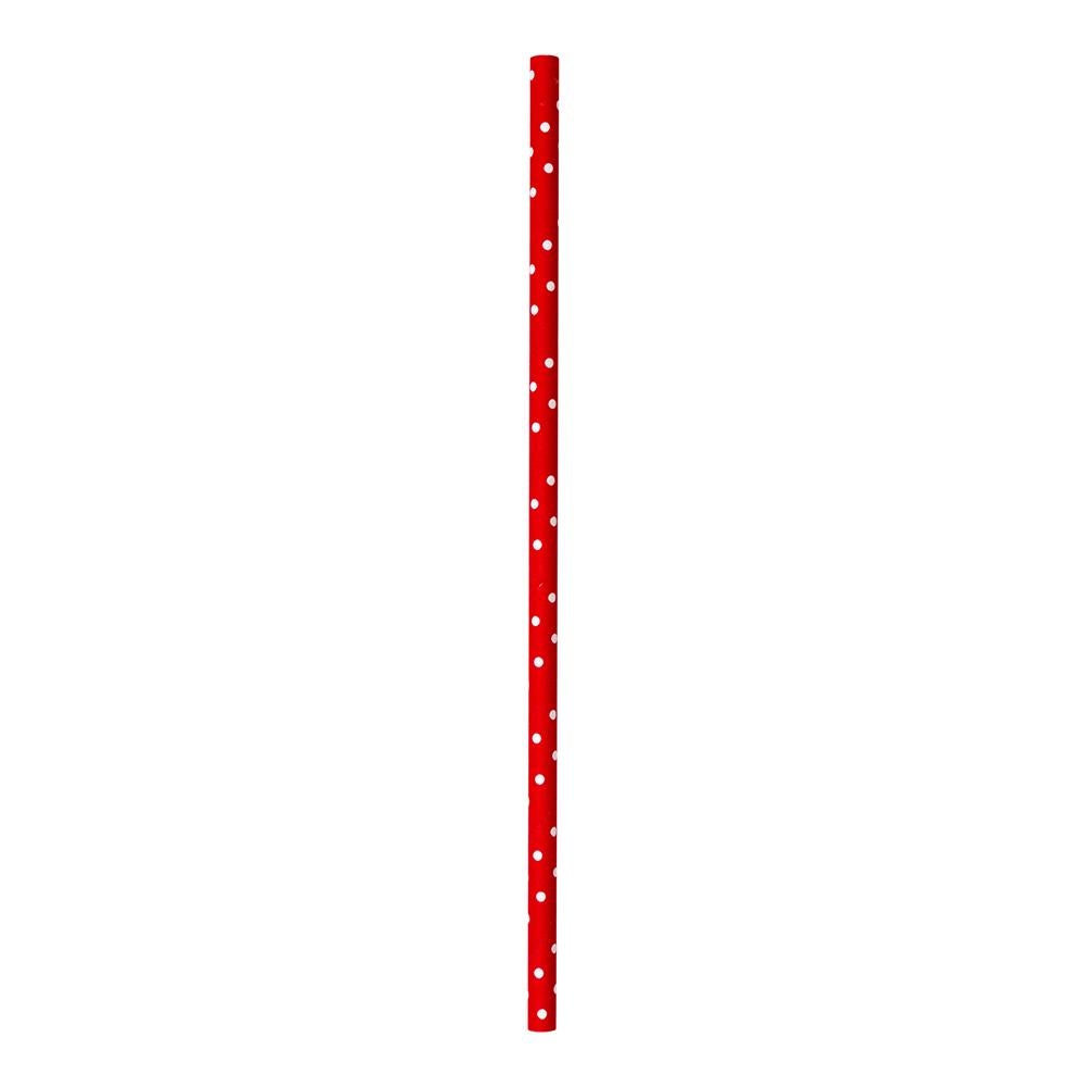 Straws, 7.75 Inch, Paper, Red Polka Dot, Biodegradable,1 - 25 COUNT