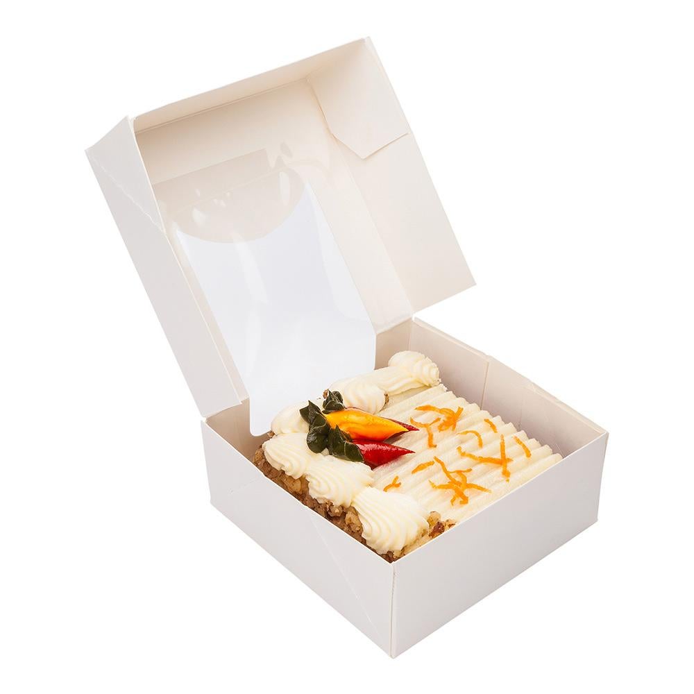 Containers, Take-Out, 11 Ounce, Paper, White, Square, 4 x 4 x 1.50 Inch, with Window,1 - 25 COUNT