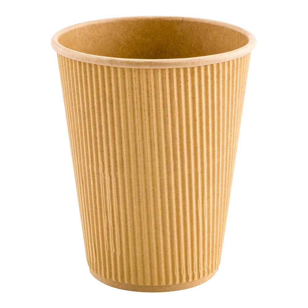 Cups, Hot, 12 Ounce, Paper, Kraft, Ripple Wall,1 - 25 COUNT