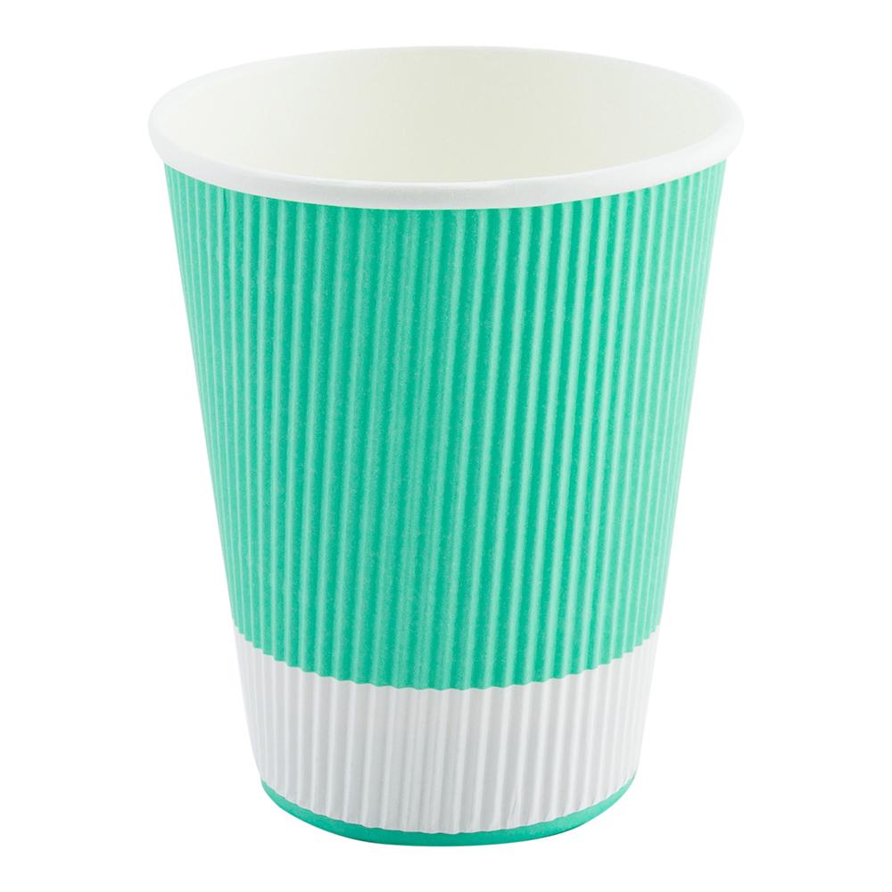 Cups, Hot, 12 Ounce, Paper, Light Green, Ripple Wall,1 - 25 COUNT