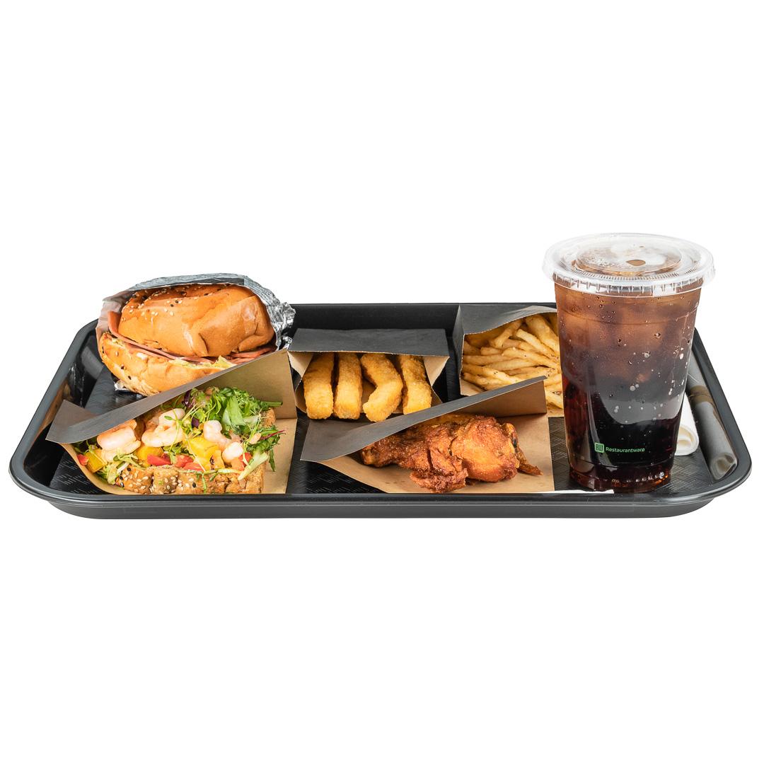 Tray, Fast Food, 14 x 18 Inch, Rectangular, Black, Plastic,1 - 10 COUNT