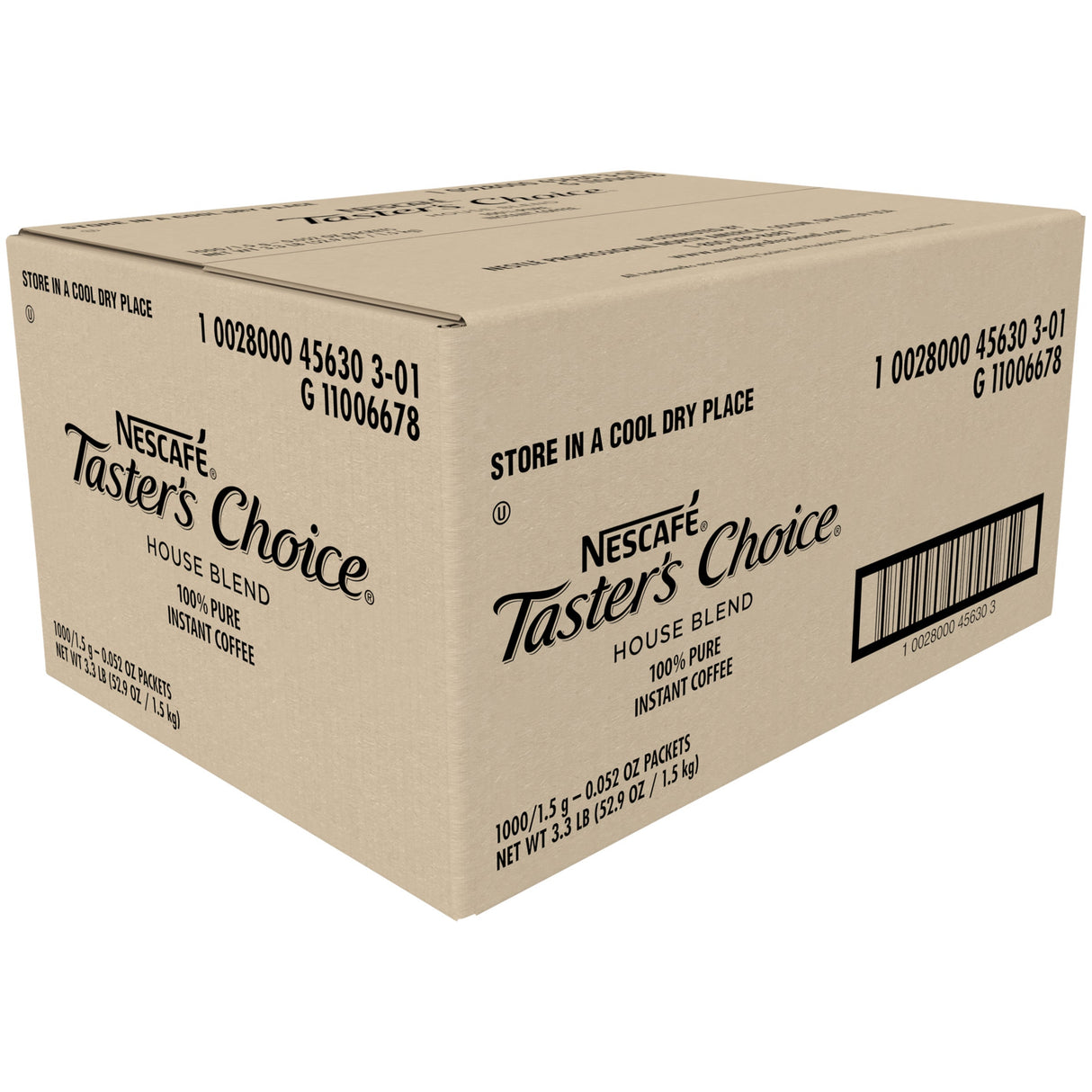 Coffee, Instant, House Blend, Single-Serve Packets,1000 - 1.5 Gram Avg