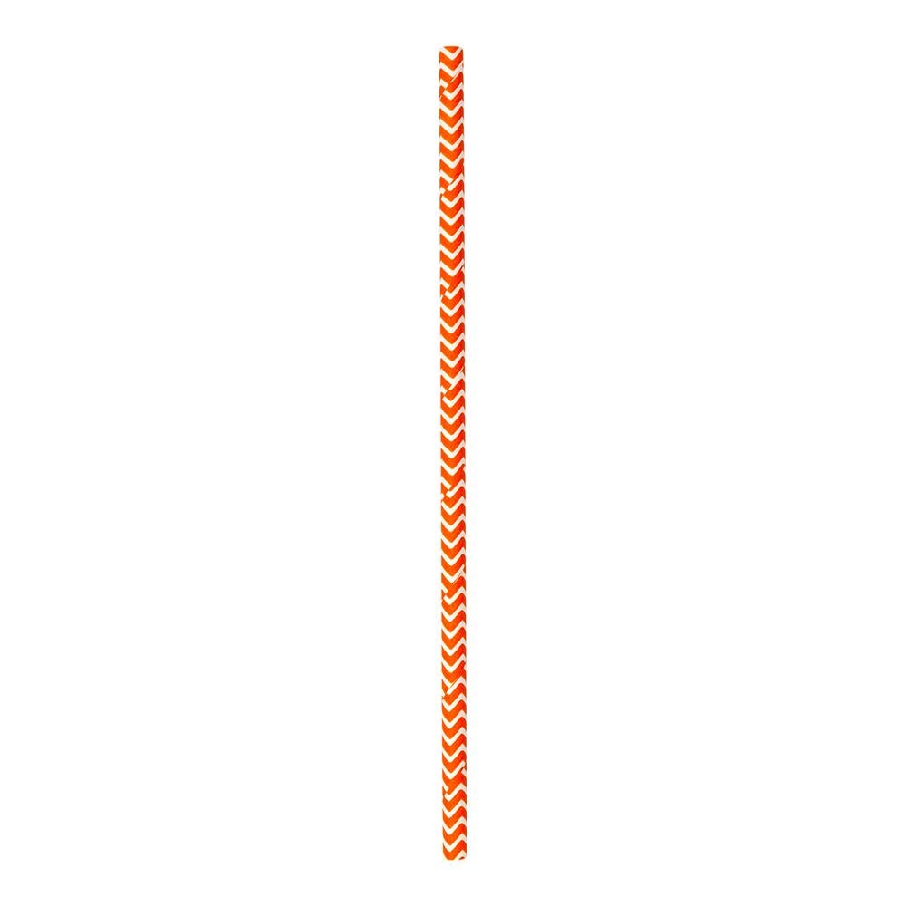 Straws, 7.75 Inch, Paper, Orange Zig Zag, Biodegradable,1 - 25 COUNT