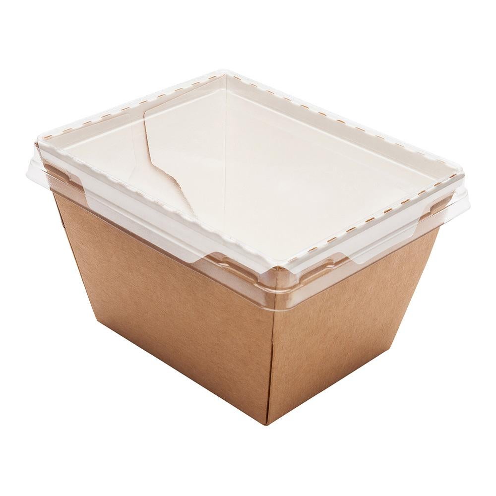 Containers, Food, 17 Ounce, Paper, Craft, Rectangular, 4.25 x 3.25 x 2.75 Inch, with Clear Click Lock Lid,1 - 50 COUNT