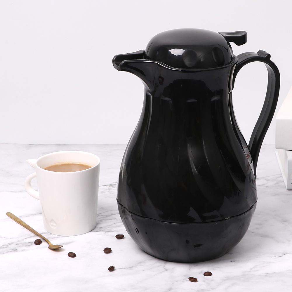 Carafe, Beverage, 64 Ounce, Push-Button Lid, Black, Plastic,1 - 1 EACH