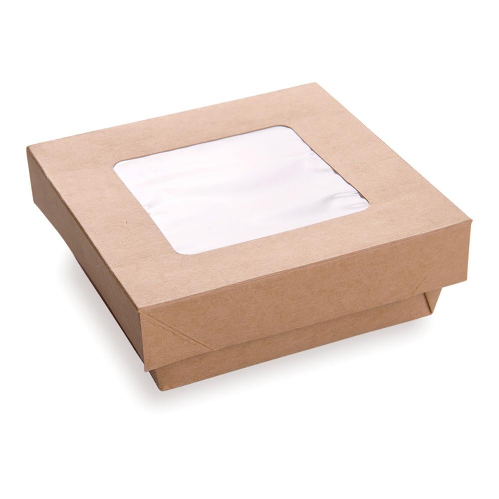Containers, Take-Out, Cafe Vision 34 Ounce, Paper, Kraft, 6 x 6 x 2 Inch, Large, Square,25 - 1 EACH