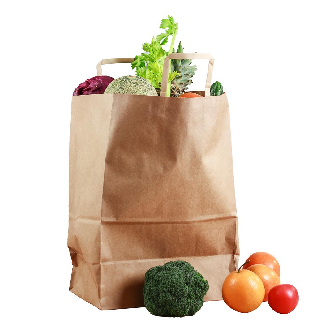 Bags, Grocery, 12 x 7 x 17 Inch, Paper, Kraft, with Handles,1 - 20 COUNT