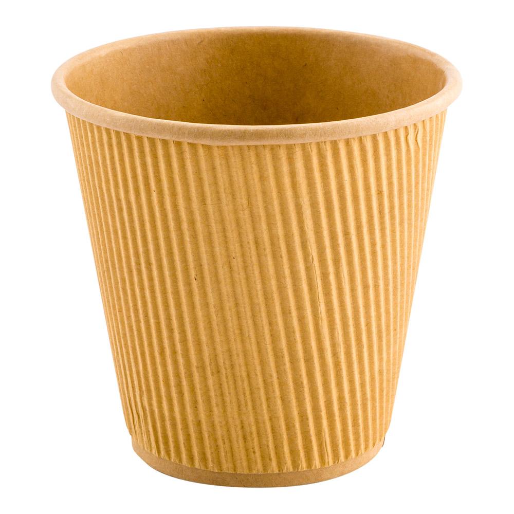 Cups, Hot, 8 Ounce, Paper, Kraft, Ripple Wall,1 - 25 COUNT