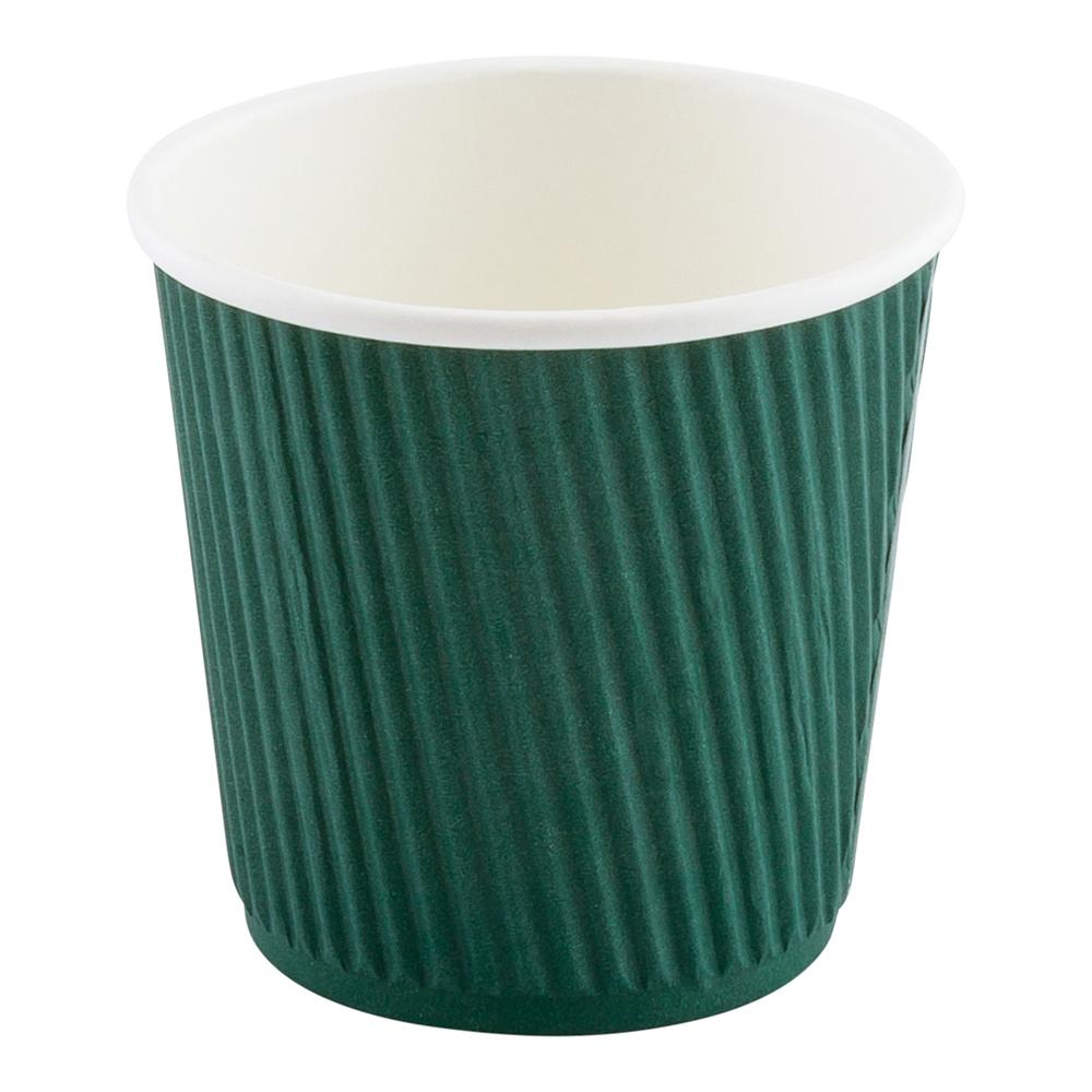 Cups, Hot, 4 Ounce, Paper, Forest Green, Ripple Wall,1 - 25 COUNT